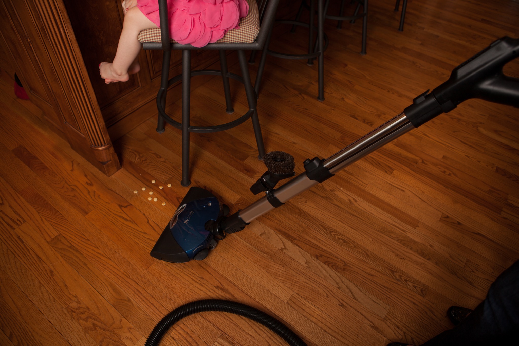 Riccar central vacuum attachment cleaning a hardwood floor
